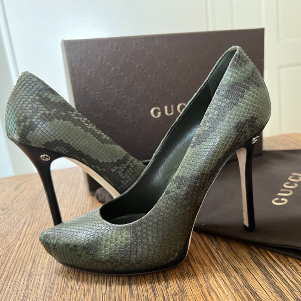 GUCCI Python Snakeskin Pitone Pumps - Picture 2 of 7